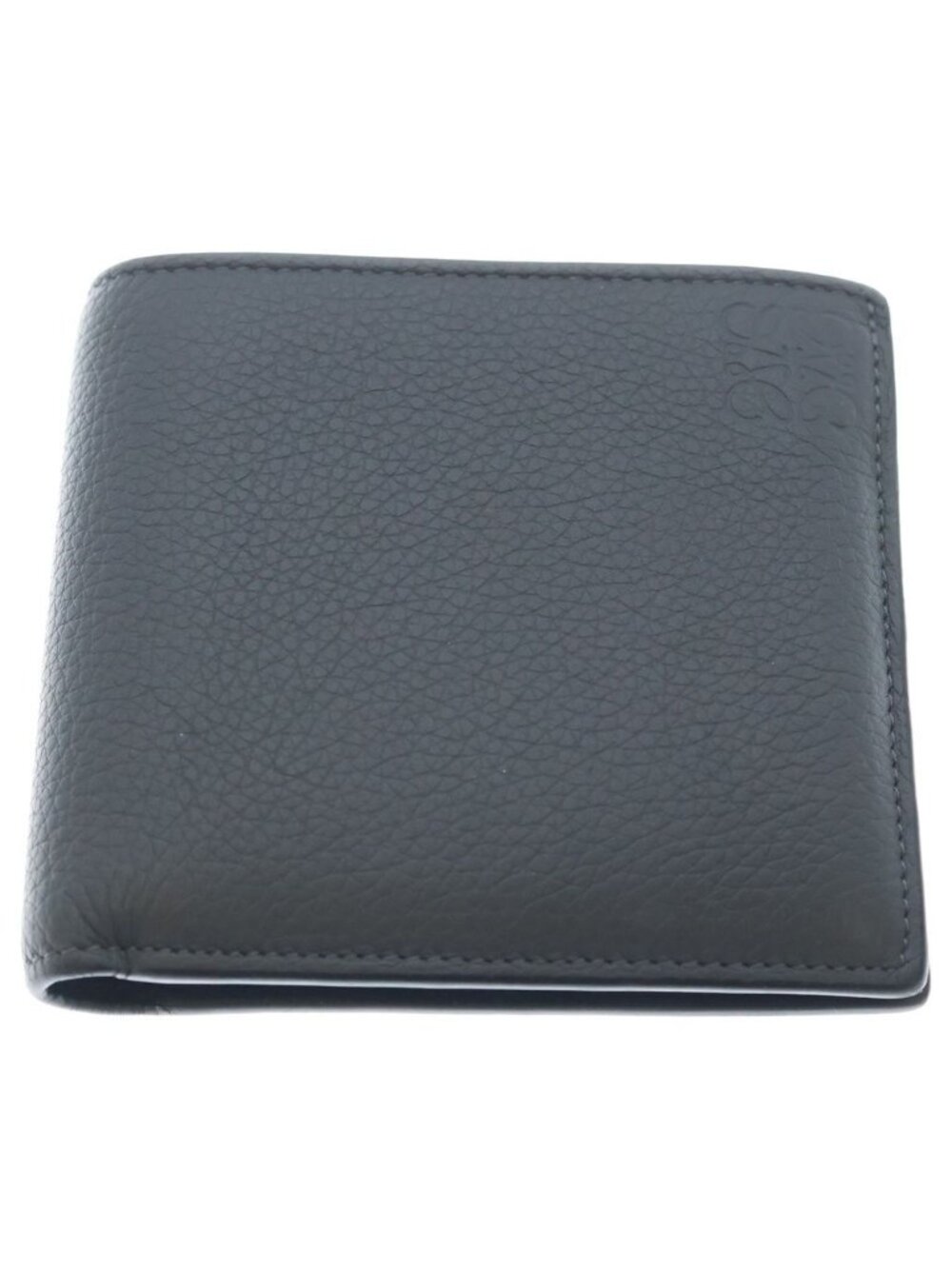 Loewe Anagram Embossed Bifold Leather Compact Wallet Gray